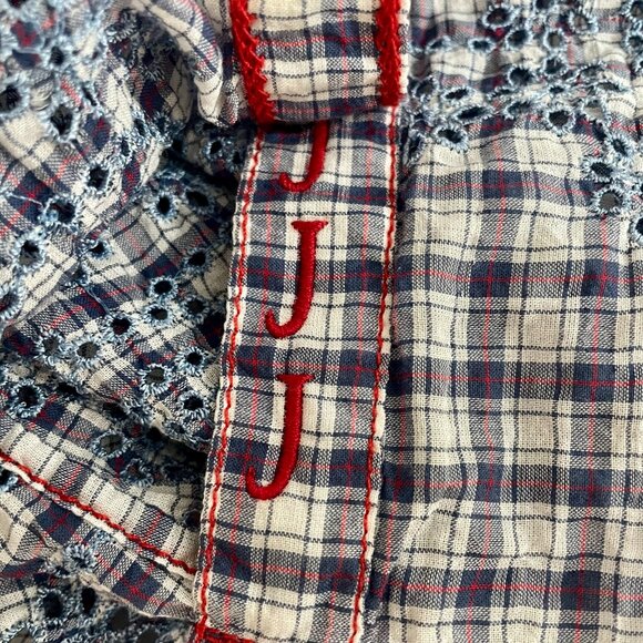 Johnny Was Phoebe Ruched Eyelet Cotton Embroidered Shirt - Picture 5 of 9